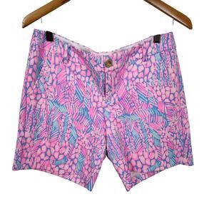 Lilly Pulitzer Shorts Womens 8 Pink Floral Chino 5 Inseam Stretch Pockets
